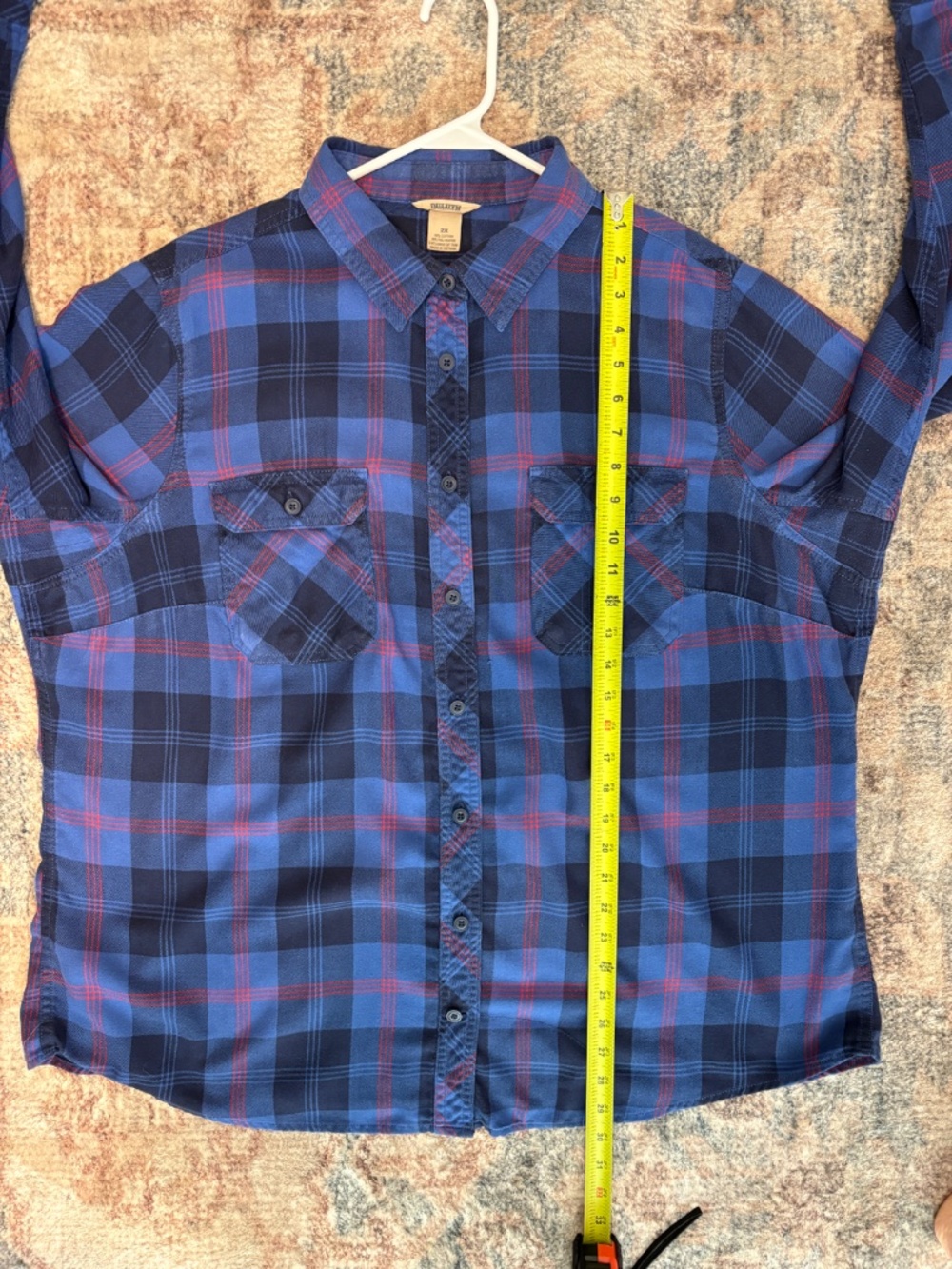 Duluth Trading Co 89801 Women's Blue Plaid Crosscut Wicking Flannel Shirt Top 2X - Picture 10 of 11